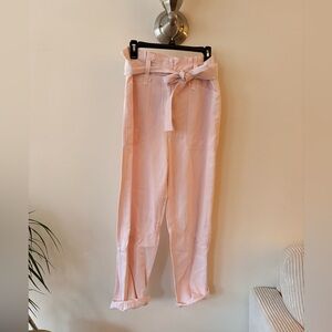 NWT A.L.C. Light Pink Coburn Tapered Paperbag Waist Belted Pants Size 10